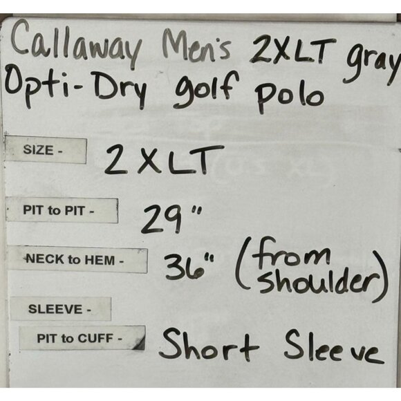 Callaway Men's Opti-Dry Gray Fine Line Heathered Golf Polo Shirt Size 2XLT - Picture 8 of 8